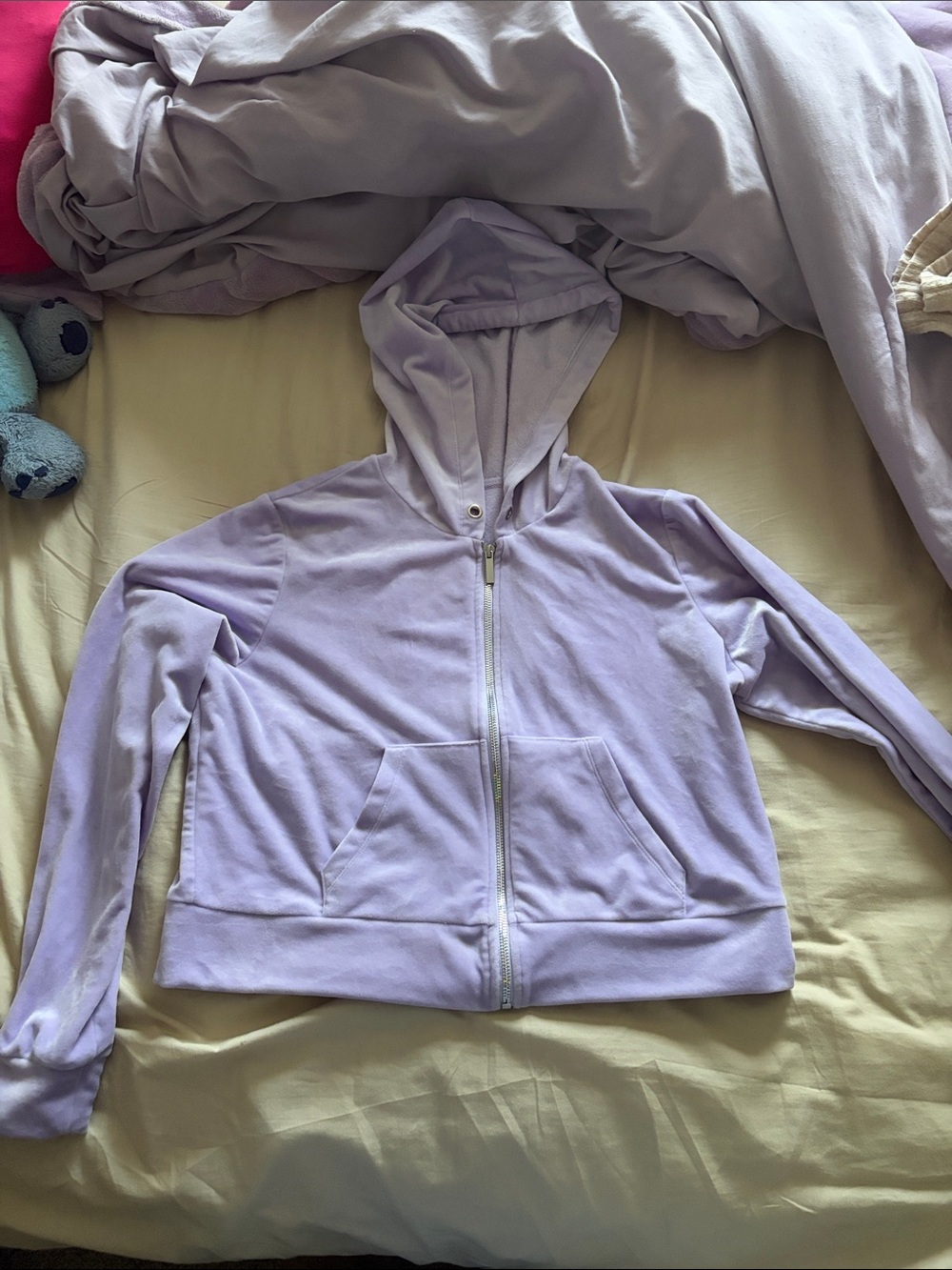 Lavender Cropped Zip Hoodie